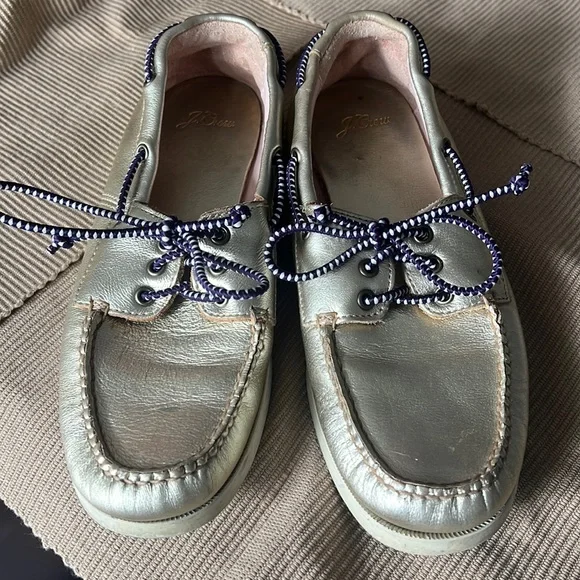 Crew Shoes Jcrew Gold Lace Up Loafers From Sp2 Poshmark
